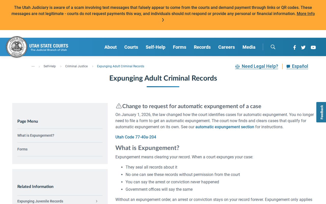 Sanpete County criminal record expungement process in Utah