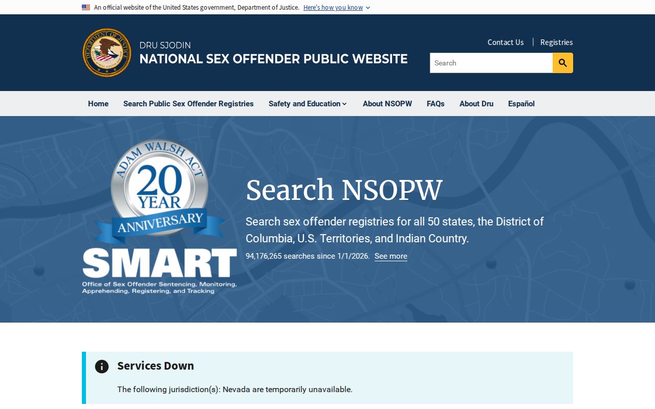 National search layer for a Sanpete County sex offender lookup